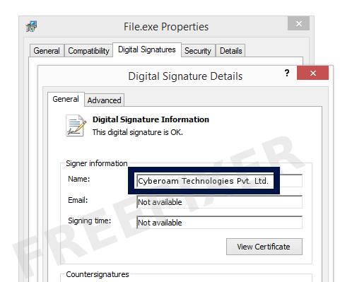 Screenshot of the Cyberoam Technologies Pvt. Ltd. certificate